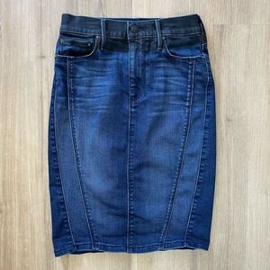 True Religion Womens Blue Chloe Geometric Zipper Slits Pencil Jean Skirt Size 25